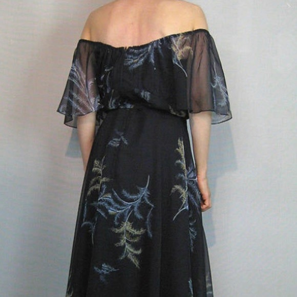 Vintage Stevie Nicks Style 1970’s Sandi-Gail Black Sheer Chiffon Dress US S/M - Picture 2 of 6